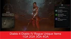 Diablo 4 Diablo IV Season 15 Rogue Unique Items Ancestral 1GA 2GA 3GA 4GA