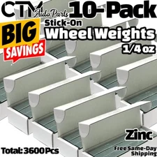 10 BOX 3600 pcs 1/4oz 0.25oz ZINC Coated Adhesive Stick on balance Wheel Weights