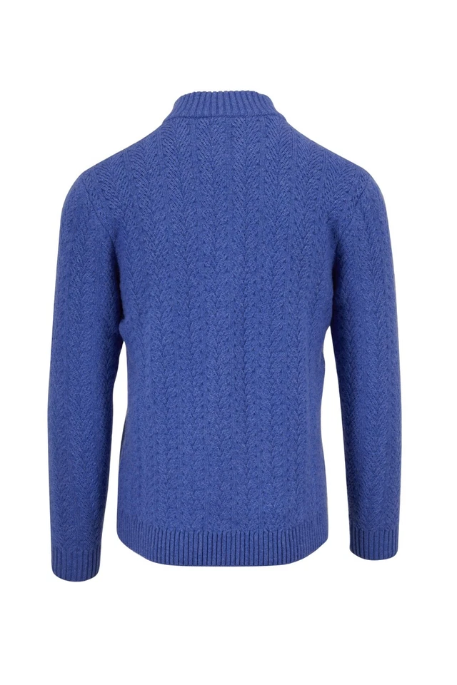 Maurizio Baldassari Cashmere 1/2 Zip Chunky Cable Knit Sweater M Italy $975 - Image 2 of 4