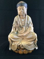 Bouddha En Porcelaine Chinoise Antique Sur Un Trône De Lotus