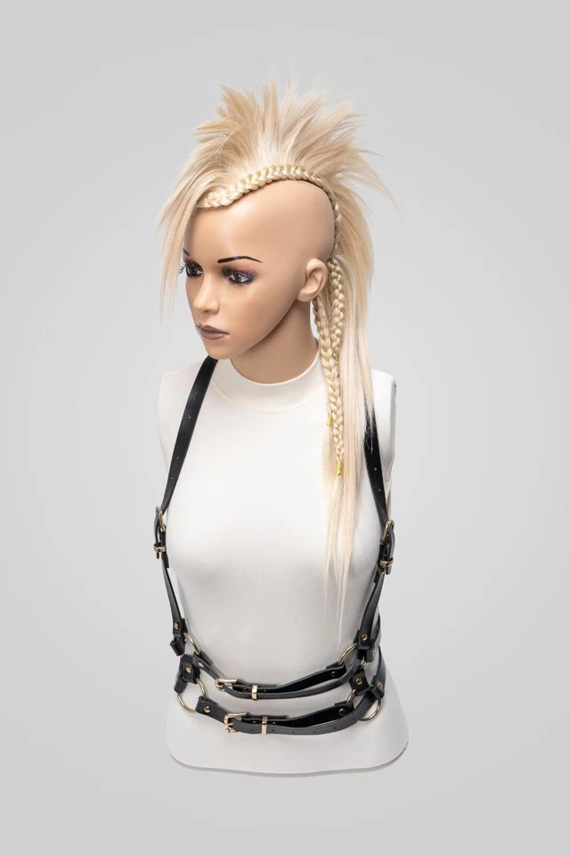Pelucas rubias pegadas con clip mohawk festivales carnavales tupíes cyberpunk Foto 3 de 4