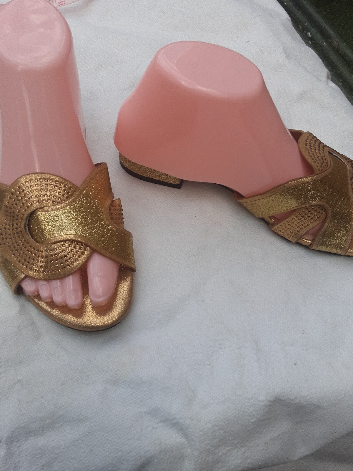 PANTOFOLA D’ORO Pantofole donna oro sposa scintillanti festa sera muli africani sera tg 38