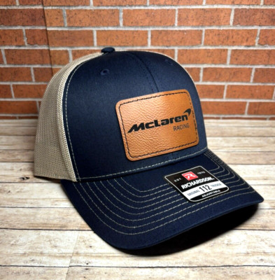 Richardson 112 F1 Mclaren Racing Leatherette Patch Trucker Hat - Navy/Khaki