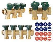 Distributore acqua sanitario in ottone 3/4" CUORE 2-3-4 scomparti con valvole...