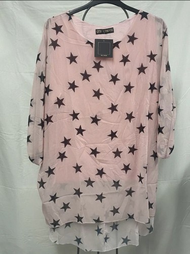 Size 18-20 Light Pink New Chiffon Oversized Star Print Plus Size