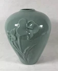 Vintage Haeger Pottery Ceramic Vase Gloss Teal Calla Lily 1986 # 7102