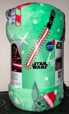 Yoda , Star Wars, Christmas Green Throw Blanket 5 x 6 ft  The Big One -New