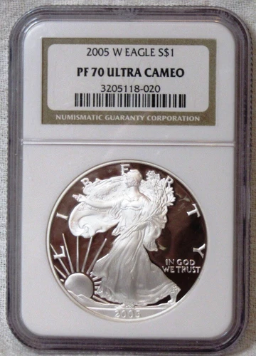 2005-W $1 SILVER EAGLE PROOF NGC PR70 UCAM. STUNNING EYE APPEAL!