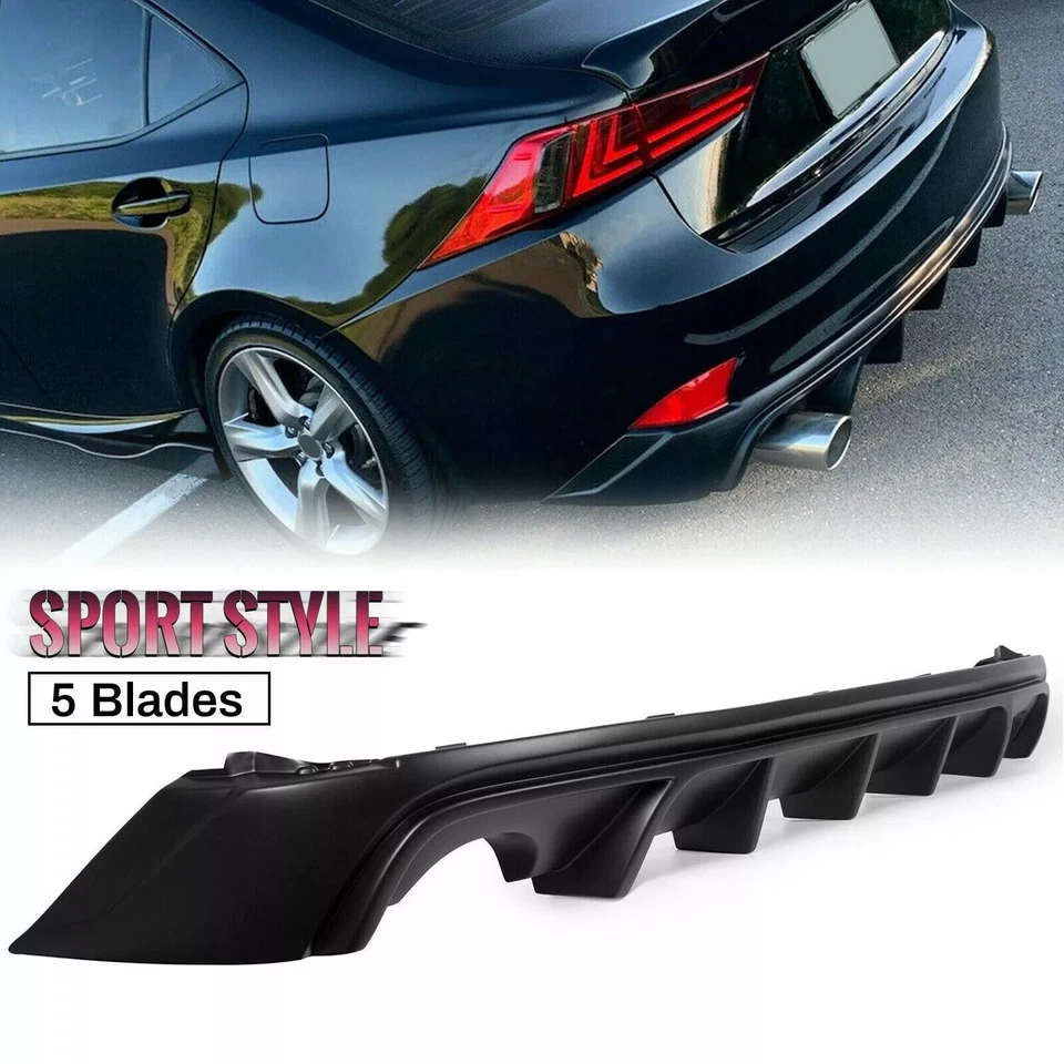 Rear Bumper Lip Diffuser Fits 2014-2016 Lexus IS250 IS350 IS200t Matte Black ABS Foto 4 de 4