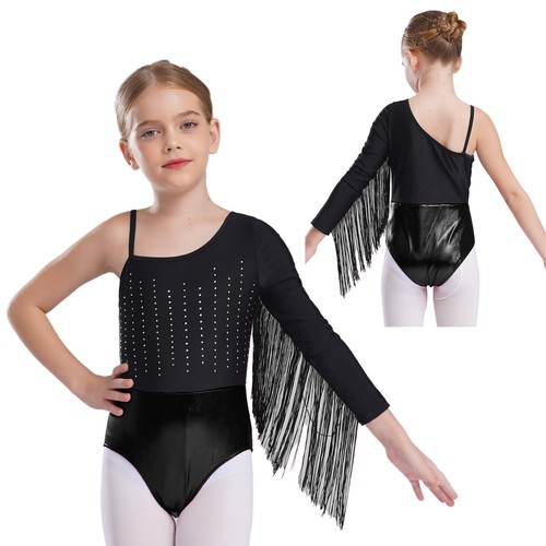 Kids Girls Unitard Performance Rompers Rhinestones Bodysuit Training Leotard - Picture 29 of 34