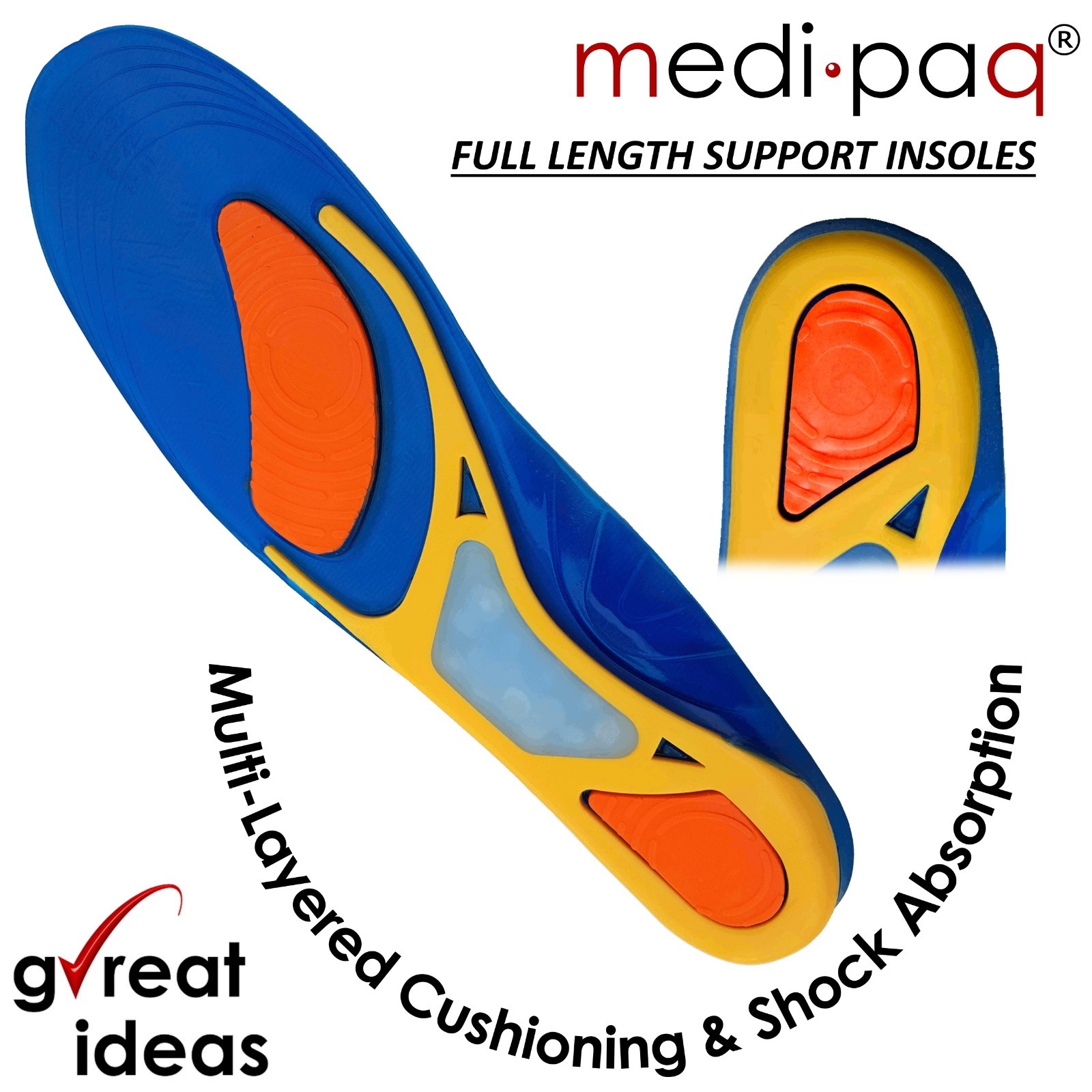 Gel Insoles For Shoes 2 Pairs Foot Orthotic Support Insert Heel Feet Arch Pad UK eBay
