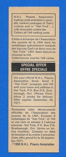 1970-71 DAD'S COOKIES NHL 70-71 DADS COOKIE NHLPA HOCKEY CARD SEE LIST - Picture 54 of 151