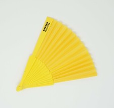 Handfächer HanseLife gelb NEU Taschenfächer Kunststoff Stoff schwarz Werbung rar