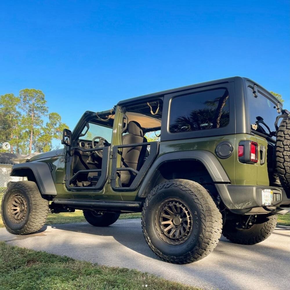 Hooke Road Steel Tube Half Doors For Jeep Wrangler JL & Gladiator JT (2018-2025) - 4 Door Set With Black Mesh - View #6
