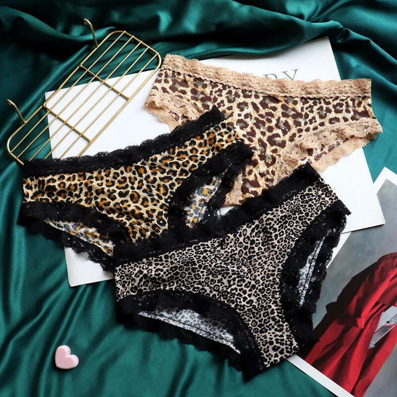 5 PIEZAS/LOTE Mujeres Sexy Bragas Calzoncillos Estampado Leopardo Encaje Ropa Interior Lencería Hipster Foto 4 de 4