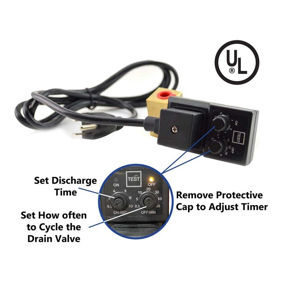Interstate Pneumatics VDA-140 Timed Electric Auto Drain Valve, 1/4" NPT 110 Volt - Image 2 of 4