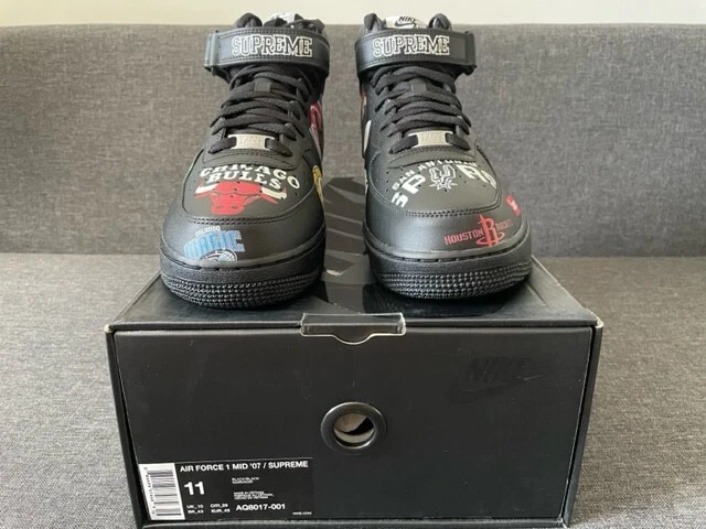 Supreme Nike Air Force 1 MID'07 noir taille UK10