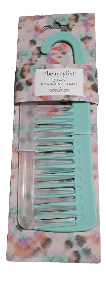 Peines de ducha de dientes anchos premium de 2 piezas para desenredar cabello rizado húmedo grandes Foto 2 de 4