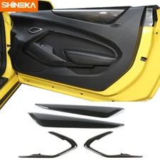 4pcs Door Armrest Panel & V Shape Cover Trim Kits for Camaro 2016+ Carbon Fiber