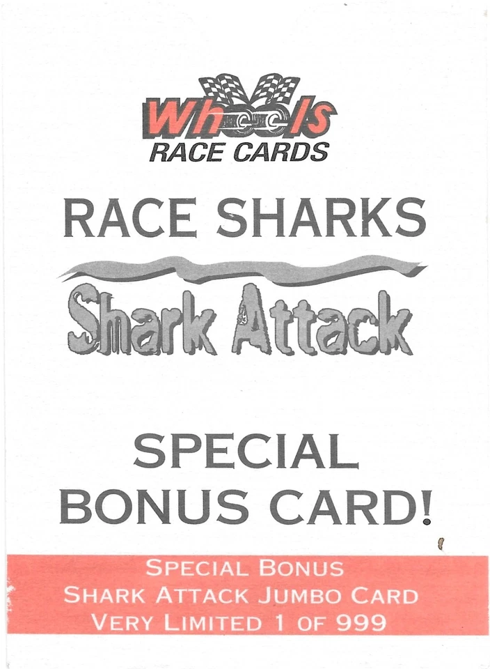 1997 Wheels Race Sharks 'Shark Attack' JUMBO Michael Waltrip #SA7 1 of 999 - Image 3 of 3