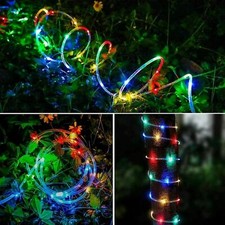 LED Solar Rope String Fairy Lights Strip Waterproof Outdoor Garden Patio Decor — image 4