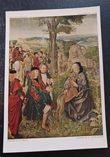 vtg art postcard Master of St Giles Legend of S Giles painting deer Waterlow