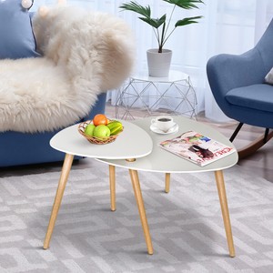 Mesa de Café Mesita de Centro Nórdico Pata de Madera Maciza Mesa Juego Auxiliar