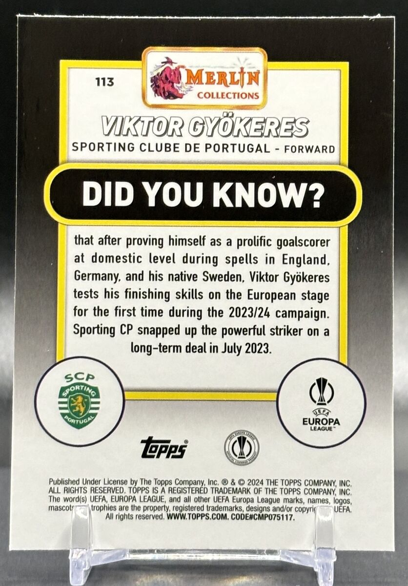 2023-24 Merlin UEFA CC #113 Viktor Gyökeres Sporting Clube 2023-24 Merlin UEFA CC #113 Viktor Gyökeres Sporting Clube