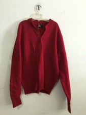 Robert Bruce Size M Wool Red Men Sweater WPL 9483 Made in USA 1/4 Button Front