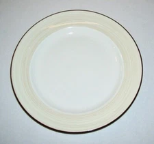 STEELITE INTERNATIONAL ~ 9" LUNCHEON PLATE (White -Tan w/Brown Rim) ~ England