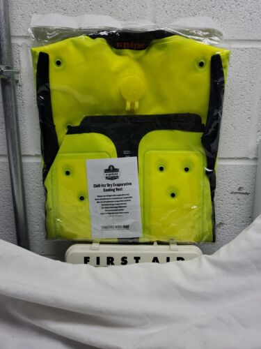 Ergodyne Cooling Vest Unisex Large Lime Dry Evaporative Cooling W/Zipper Closure - Picture 2 of 8
