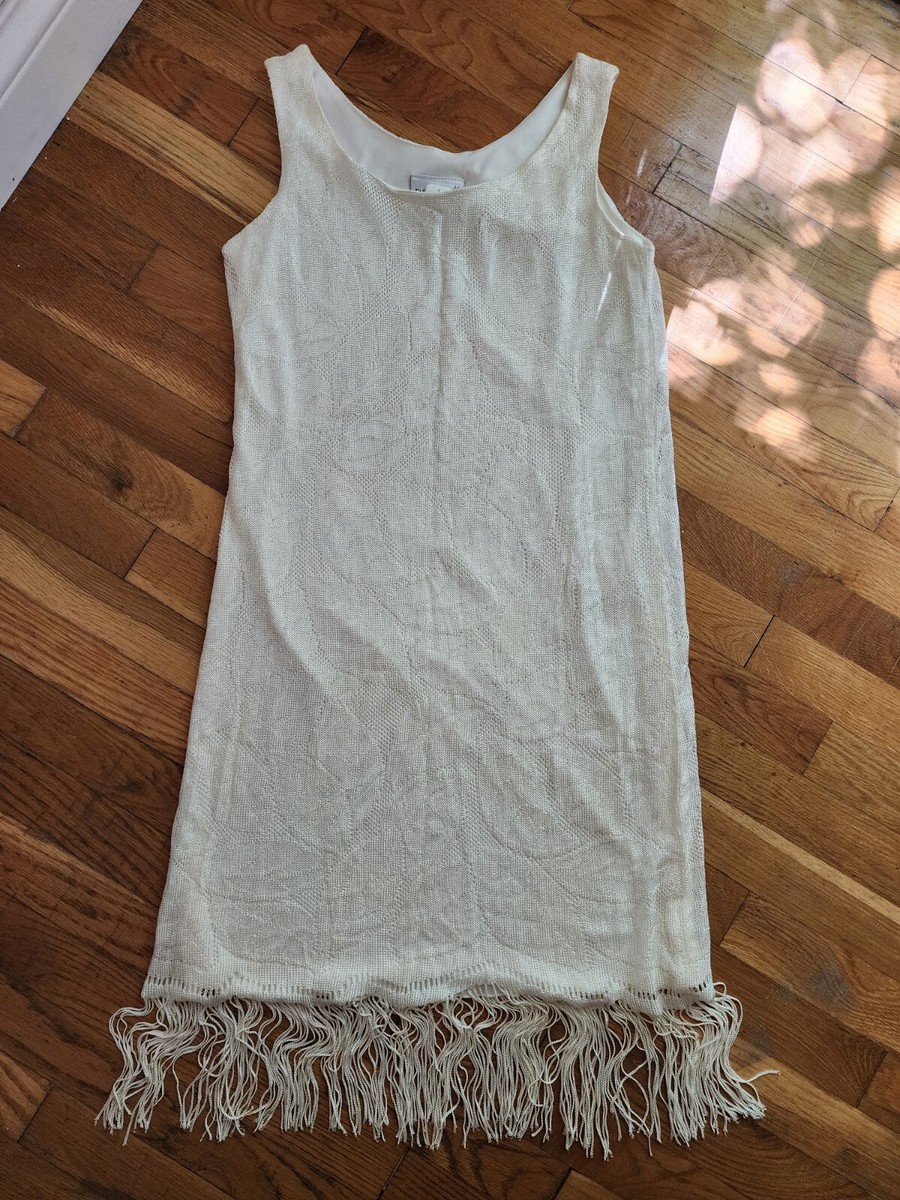 chinese dress ladies Vintage Pearl White Beaded Fringe Flapper Dress – Recess main image 1