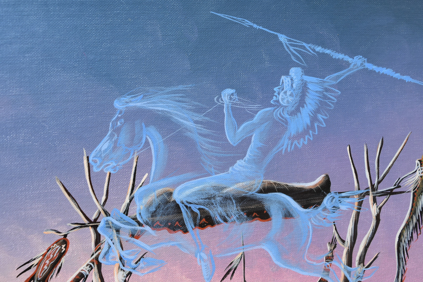 Edward Two Bulls Native American Painting Lakota Sioux Burial Ritual