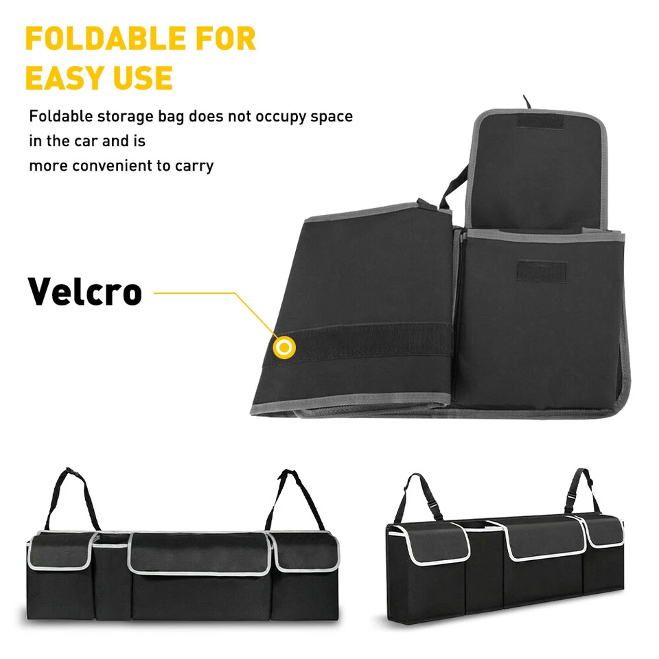 Compartimento de caja de almacenamiento de carga plegable organizador de maletero con velcro universal Foto 4 de 4