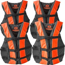 Hardcore Life Jacket 4 Pack Paddle Vest Adults; Coast Guard Approved Type III