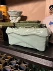 Vintage 1940s McCoy Ivy Strap Rectangular Planter in Aqua Green