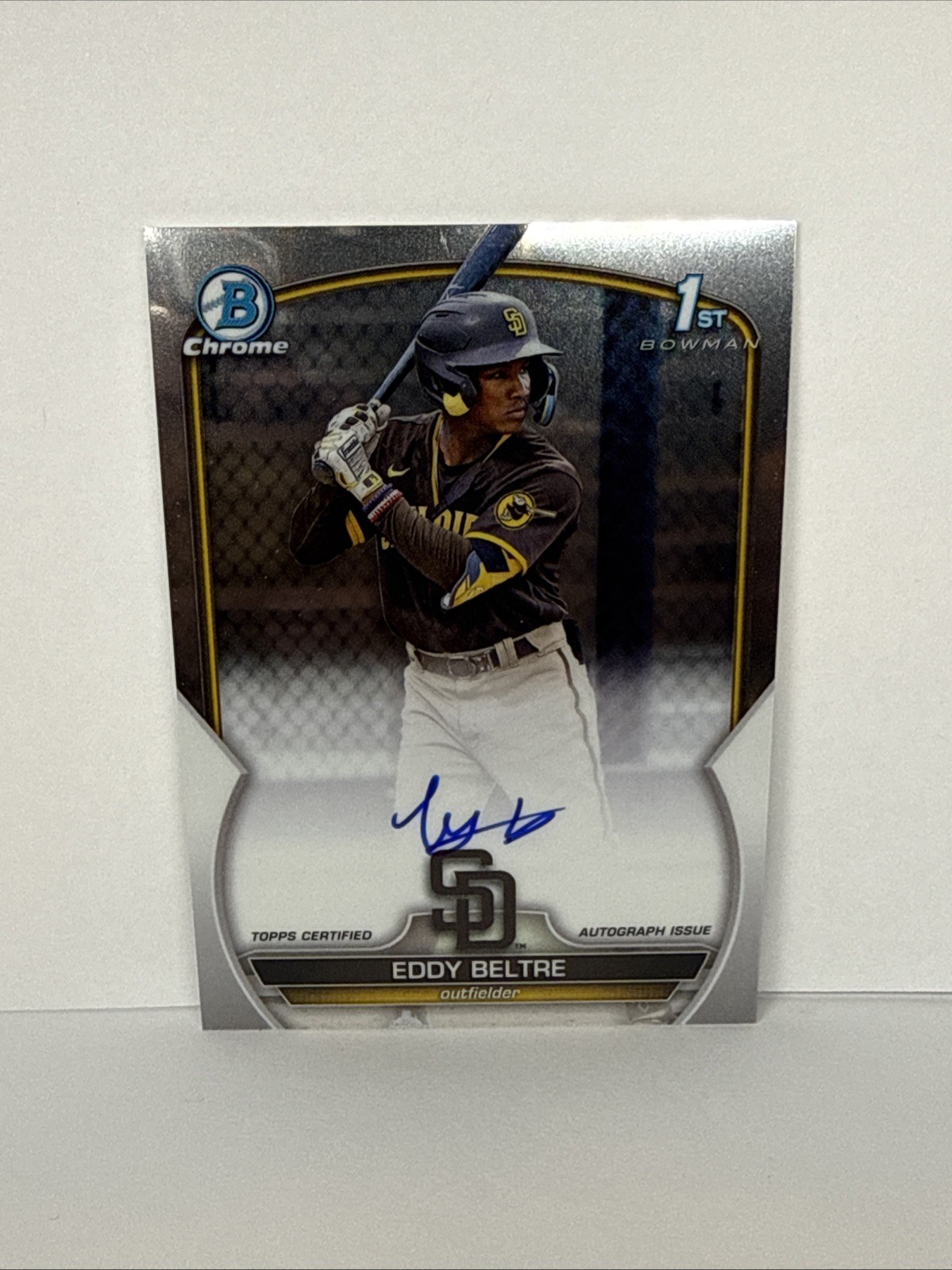 Eddy Beltre Auto 2023 1st Bowman Chrome Prospect Autograph #CPA-EB Padres view 1
