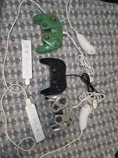 Nintendo OEM Wii Remote Controller Lot of 2 white, with 2 oem gamecube and 1 non