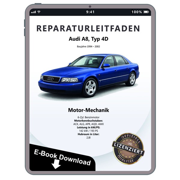 Audi A8 4D 1994-2002 6-Zyl. Benzinmotor Mechanik 193 PS Reparaturanleitung PDF-image