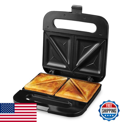 Ovente Electric Sandwich Maker Non-Stick Plates Indicator Lights Cool Touch
