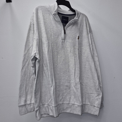 U.S. Polo Assn. Men s Gray 3XL 1/4 Zip Mock Neck Logo Pullover Sweatshirt