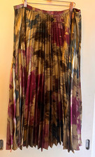 Lauren Ralph Lauren Women's Floral Pleated Satin Midi Skirt Size 12 Multicolor
