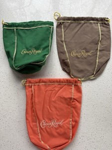 Lot of 3 Crown Royal Bags Variety of Colors Green Vanilla Peach