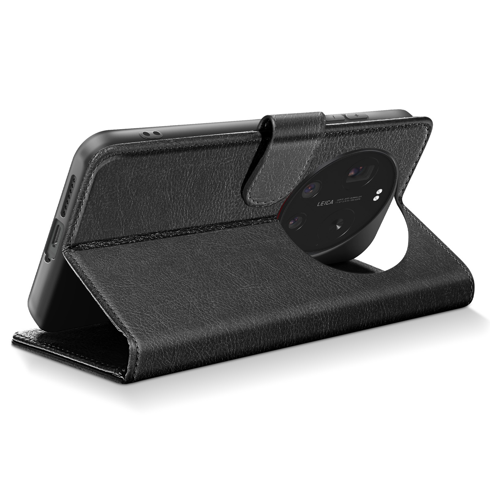 Housse Xiaomi 17 Ultra avec fonction stand et portefeuille intégré marron