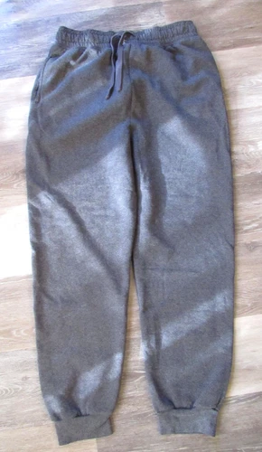 VTG Hanes Ecosmart Unisex Cuffed Gray Drawstring Jogger Sweatpants Large (K-10)