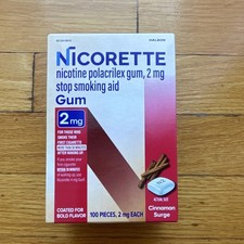 Nicorette 2mg Nicotine Polacrilex Gum Cinnamon Surge 100ct Coated