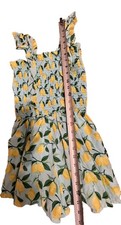 Janie And Jack Girls 10-12 Lt Green W/ Lemons  Ruffles Romper Cute EUC