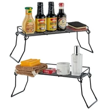 2 Pack Metal Sink Vanity Organizer Bathroom Kitchen Organizer Black