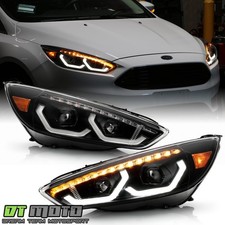 2015-2018 Ford Focus Black Sequential Led Tube Projector Headlights Leftright