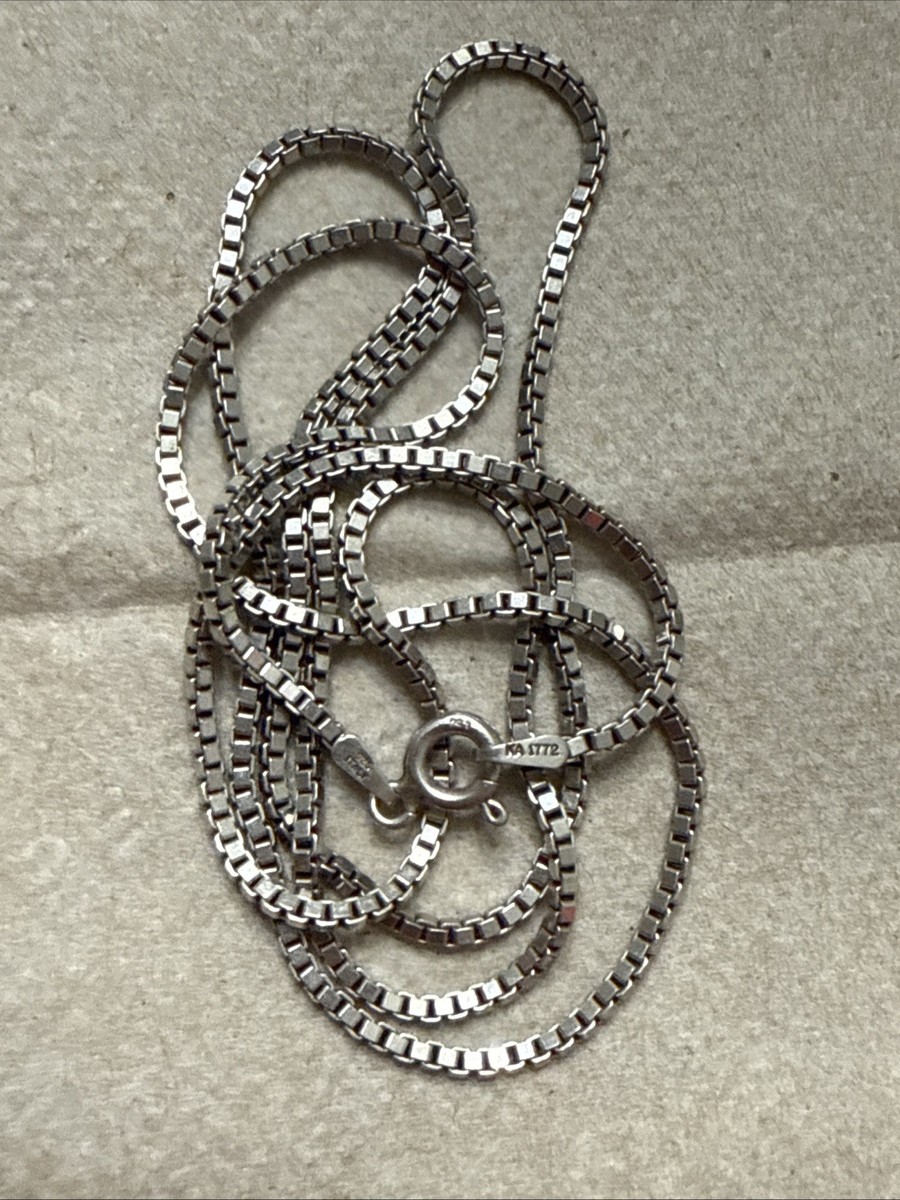 Sterling Silver 925 Box Chain Necklace Signed KA 1772 Italy | eBay